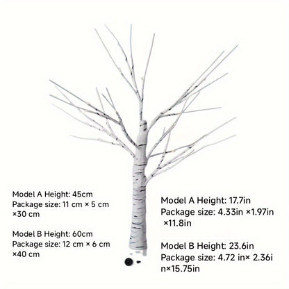 LED Artificial Lamp with Timer, DIY Birch Tree With Lights, USB/Battery Powered, Fairy Light Spirit Tree for Table Home Wedding Bedroom Christmas (60cm White)