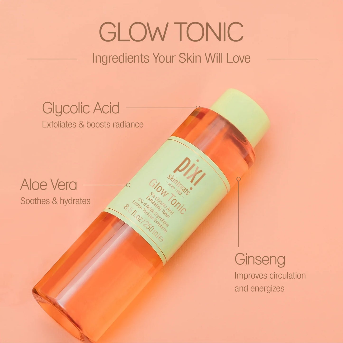 Pixi Glow Tonic (Original) – 5% Glycolic Acid (Alcohol-Free Toner)